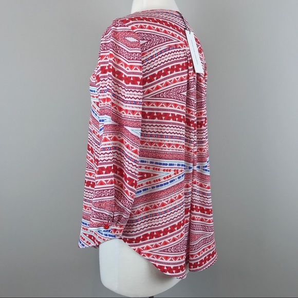 {Collective Concepts} Printed Crochet Inset Blouse - Picture 4 of 8